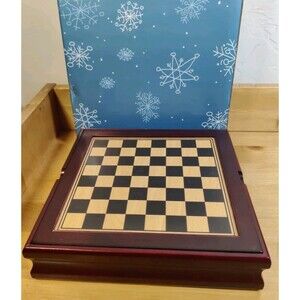 Backgammon & Chess/Checker Set + More! Wood New Unopened Pieces 8.5" SQ Box